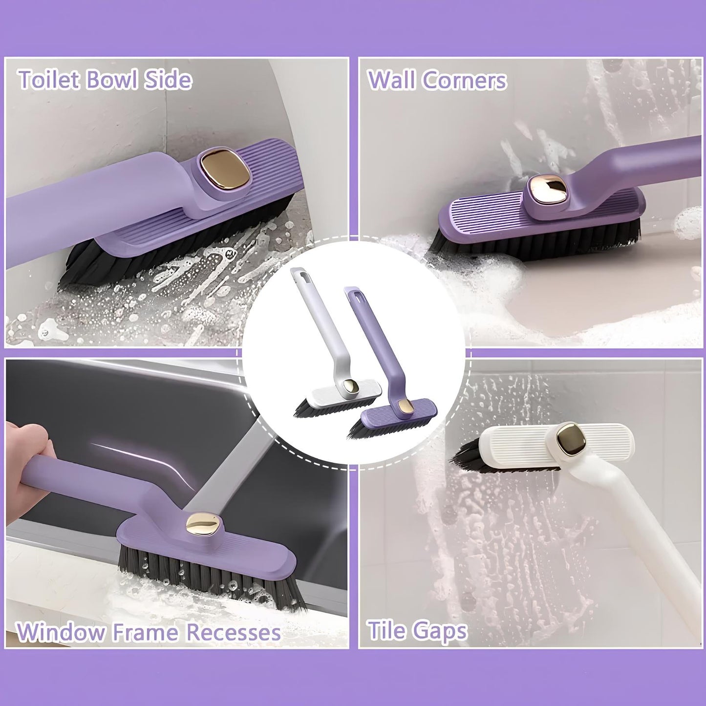 360° Rotatable V Shaped Grout Brush | The 3-in-1 Hard Bristle Corner Brush