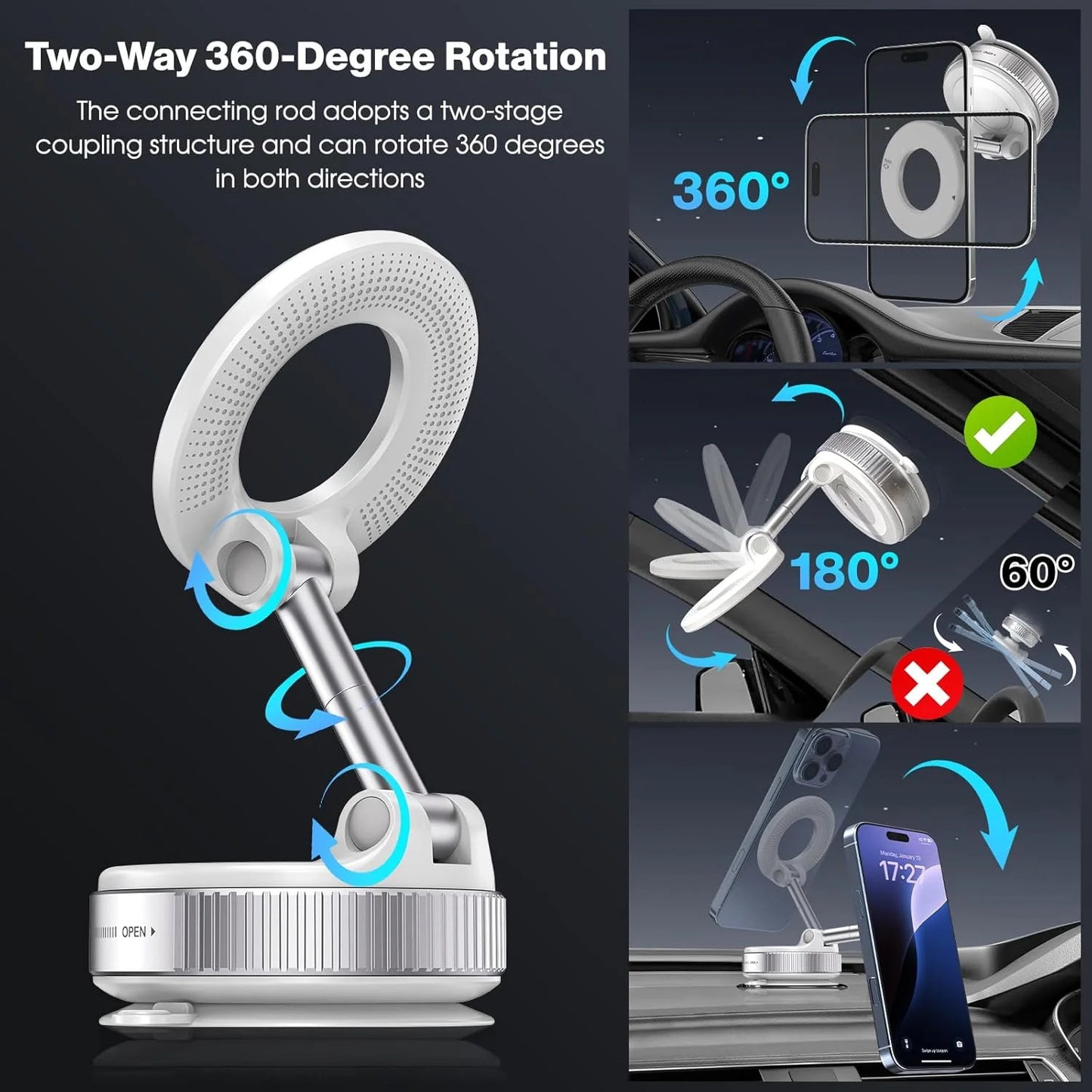 Heavy-duty 360° Vacuum Magnetic Phone Mount