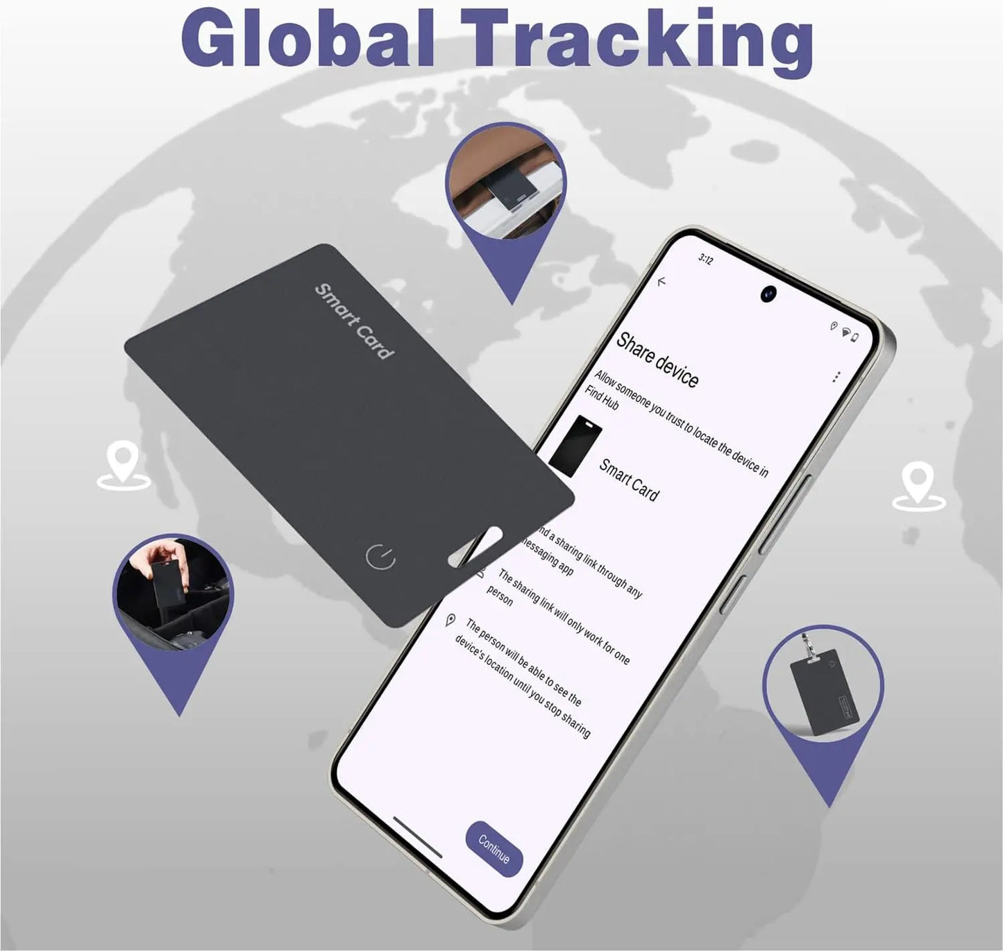 Ultra Slim Waterproof Tracking Card - IOS & Android Support