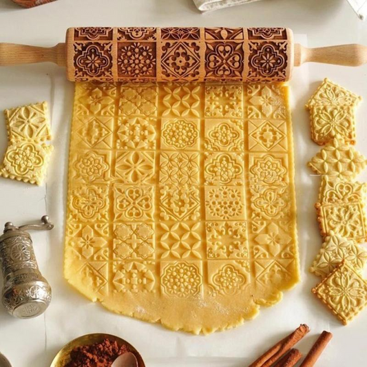 Embossed Cookie Rolling Pin with Amazing Designs