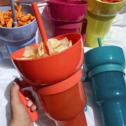 Multifunctional Snack Drinks Cup with Straw