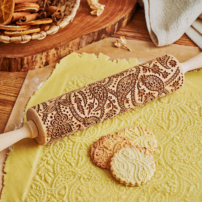 Embossed Cookie Rolling Pin with Amazing Designs